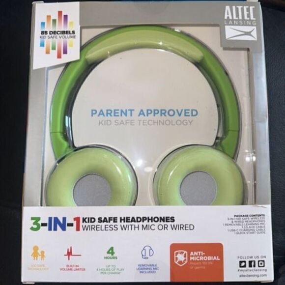Altec Lansing MZX4100-PGRN-STK-6 Kid Friendly 3-In-1 Headphone - Picture 2 of 2